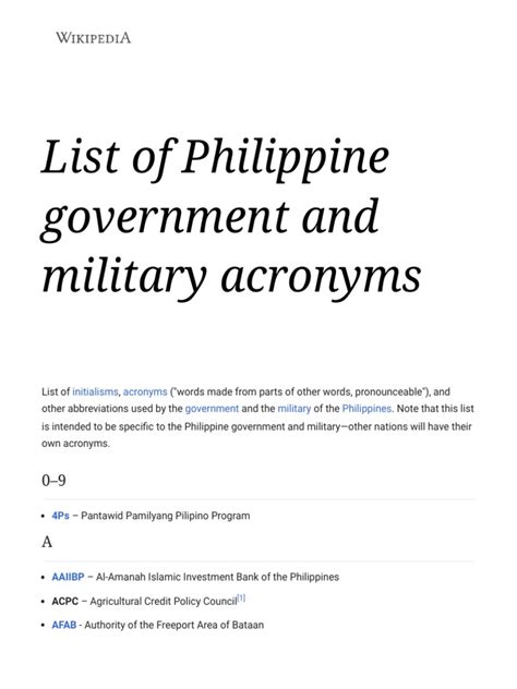 Philippine Government Agencies & Military Acronyms / .